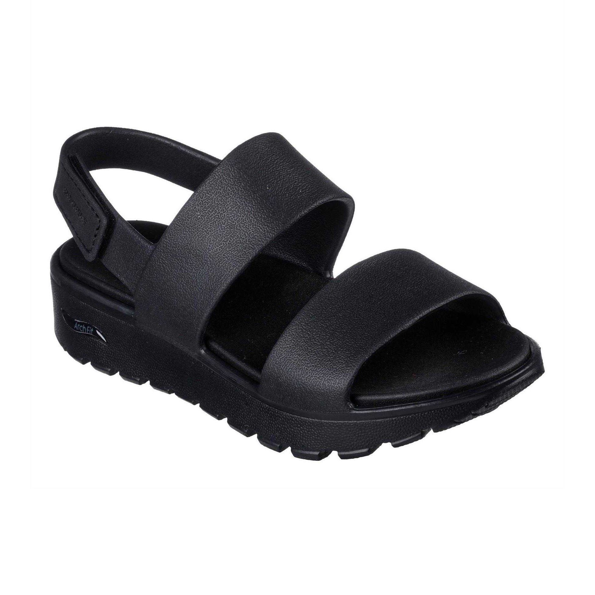 Black - Front - Skechers Womens-Ladies Arch Fit Flat Sandals