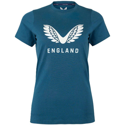 Peacoat - Front - Castore Womens-Ladies England Cotton T-Shirt