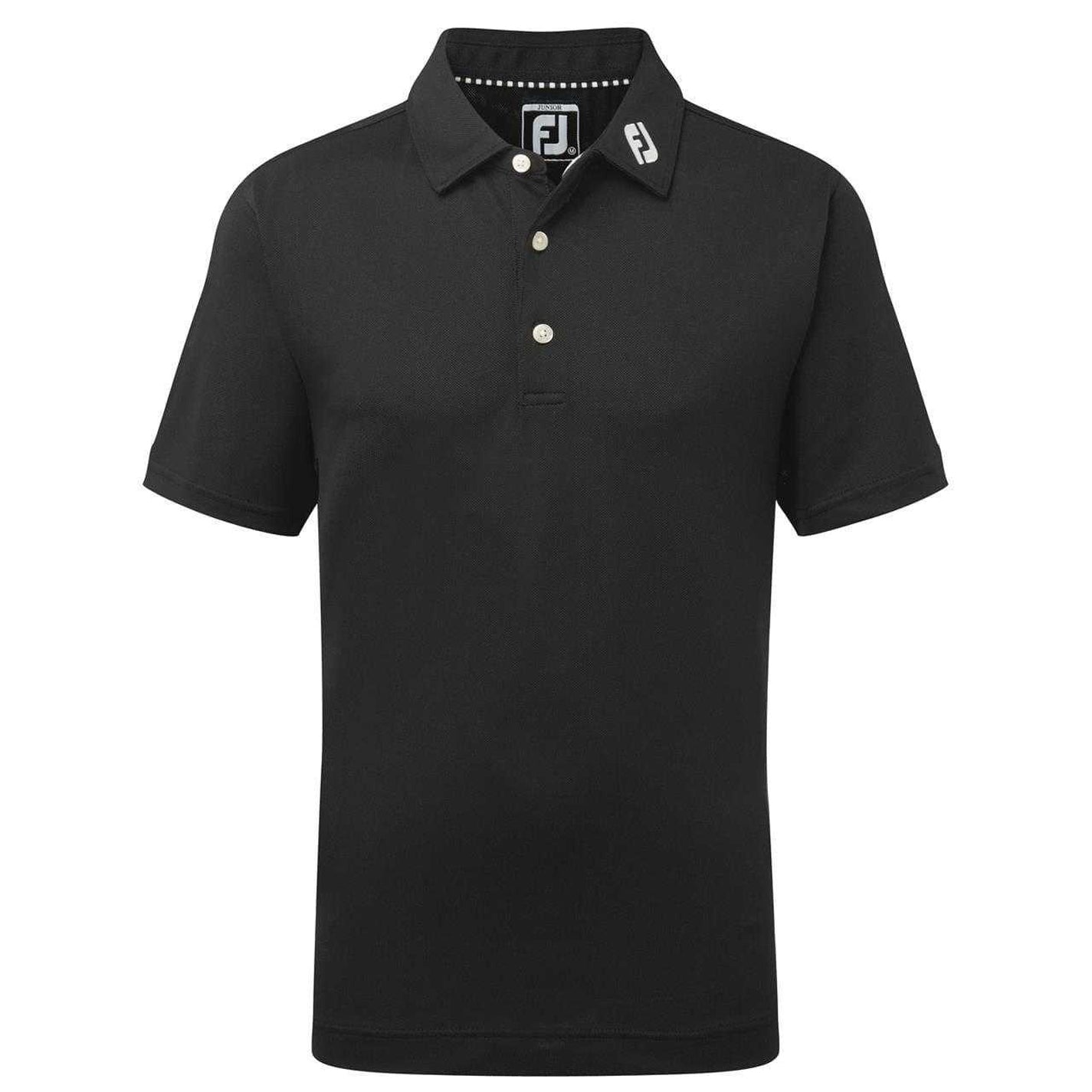 Black - Front - FootJoy Childrens-Kids Pique Stretch Short-Sleeved Polo Shirt