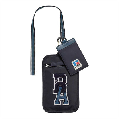 Navy - Pack Shot - Boss X Russel Recycled Nylon Neck Pouch