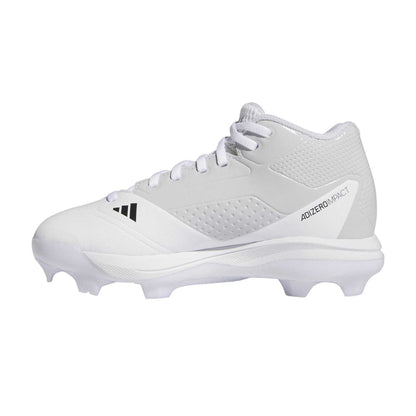 White - Side - Adidas Childrens-Kids Impact 3 Stripes Mid Cut Football Trainers