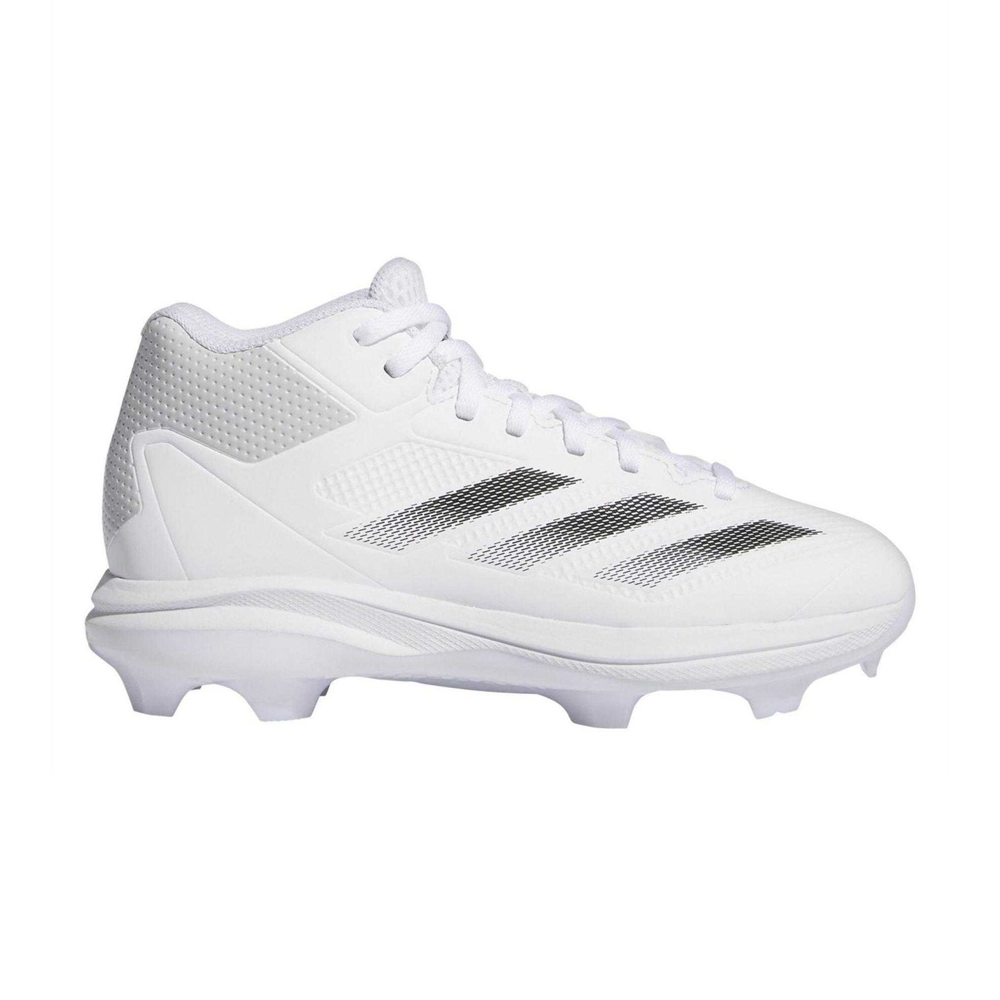 White - Front - Adidas Childrens-Kids Impact 3 Stripes Mid Cut Football Trainers