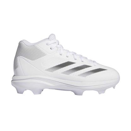 White - Front - Adidas Childrens-Kids Impact 3 Stripes Mid Cut Football Trainers