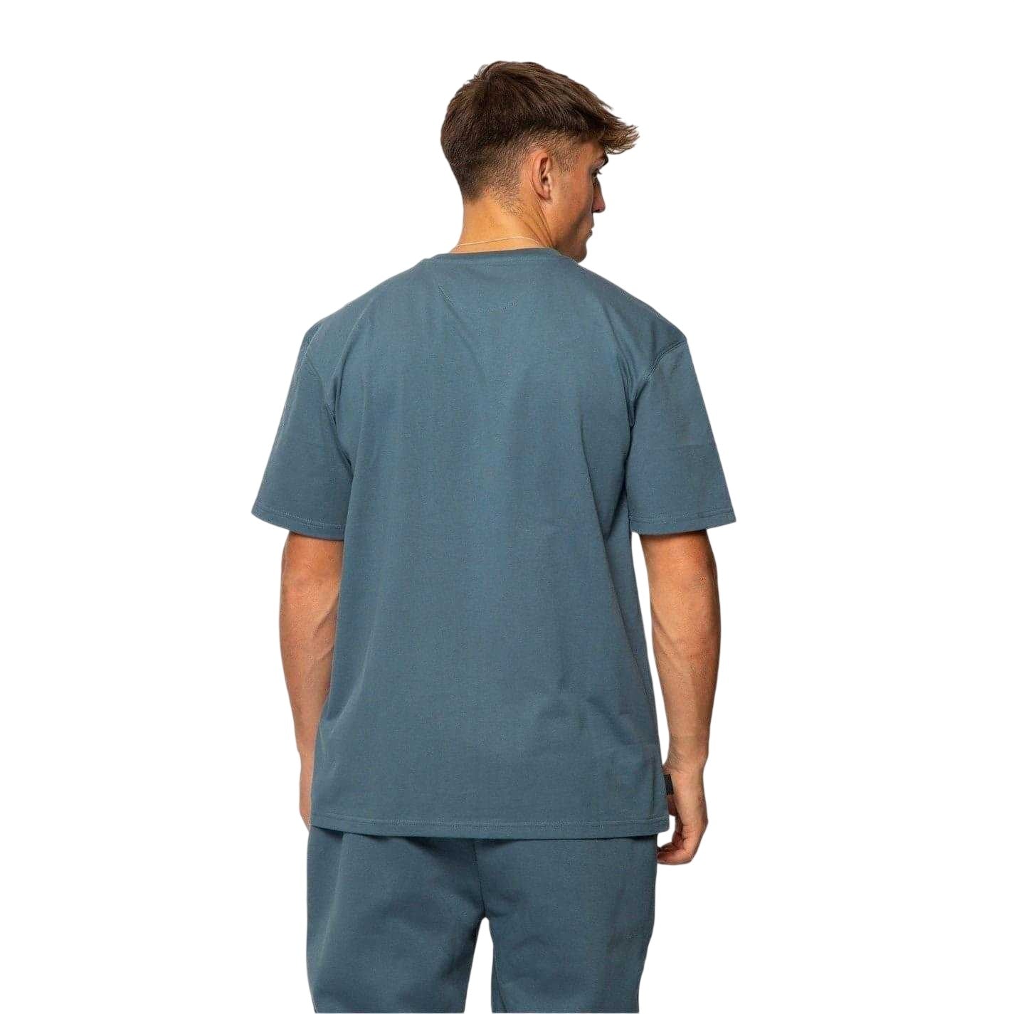 Steel Blue - Back - Established Mens Embroidered Pocket T-Shirt