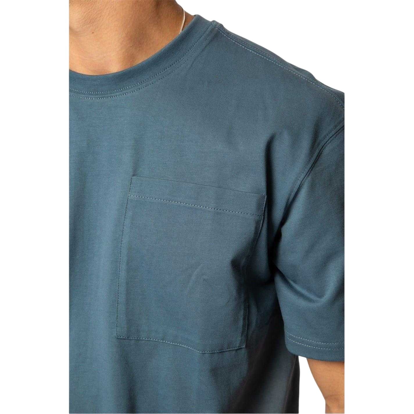 Steel Blue - Side - Established Mens Embroidered Pocket T-Shirt