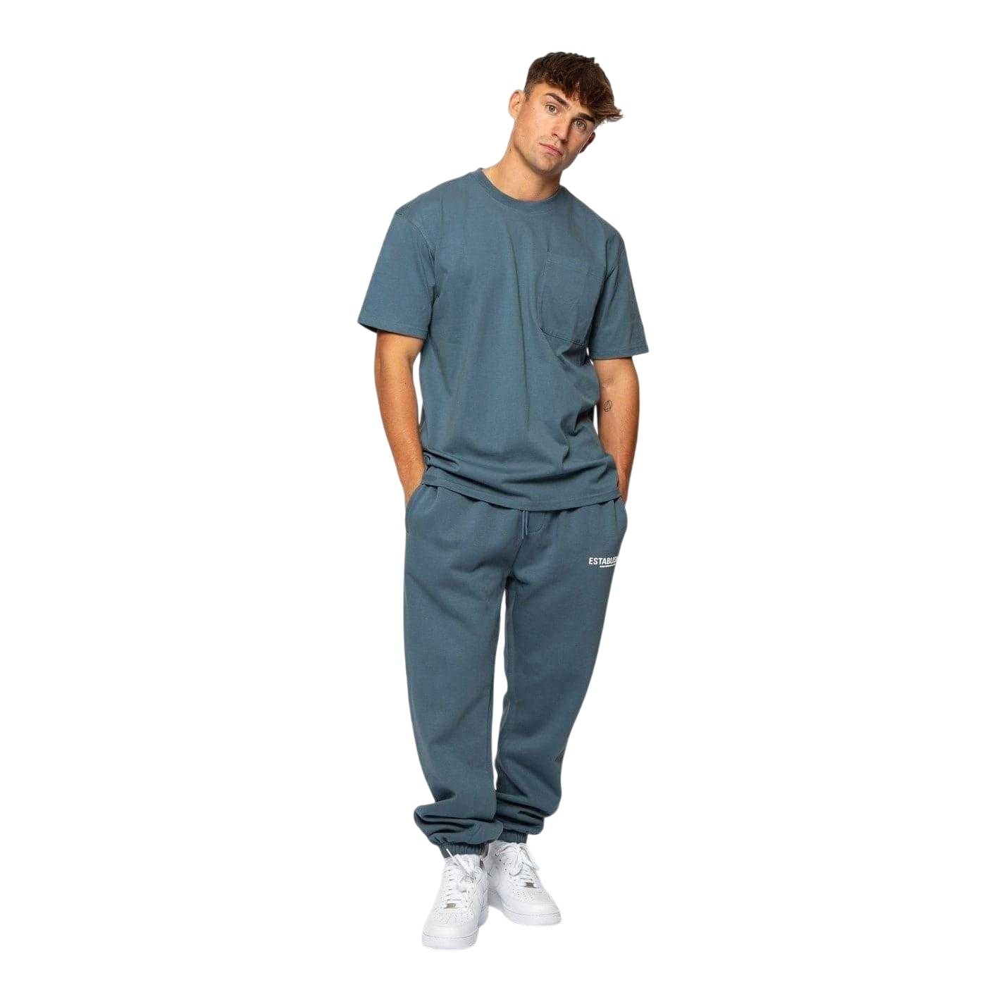 Steel Blue - Lifestyle - Established Mens Embroidered Pocket T-Shirt