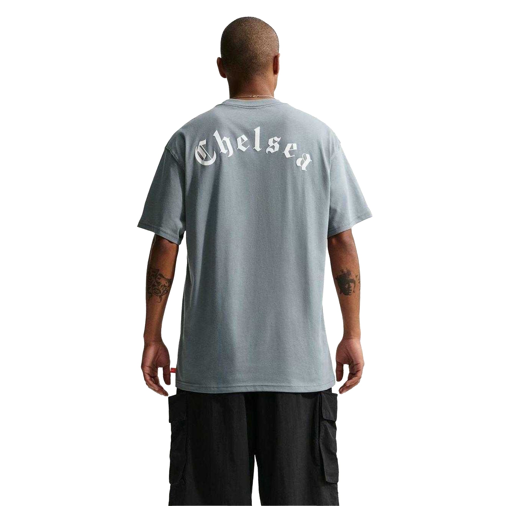 Grey-Orange - Back - Nike Mens Peak 25-26 Chelsea FC Oversized T-Shirt