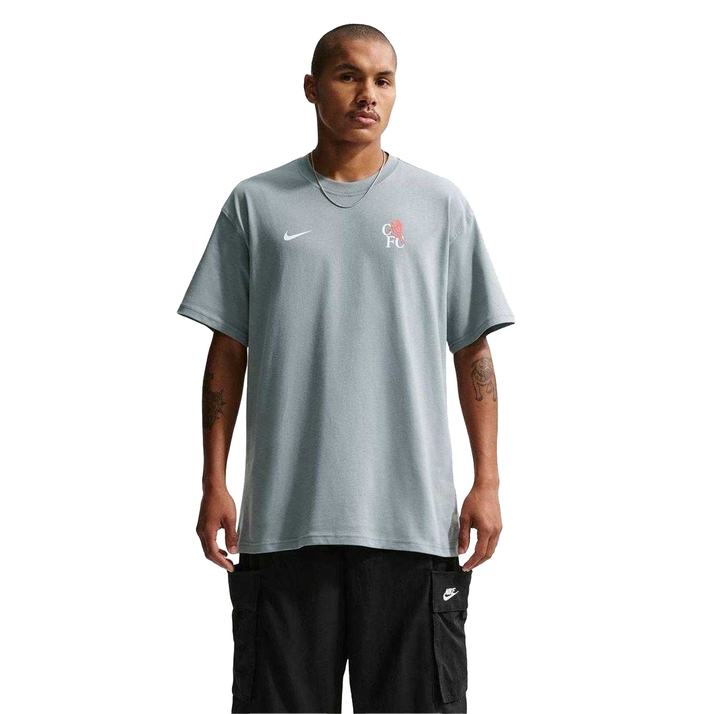 Grey-Orange - Front - Nike Mens Peak 25-26 Chelsea FC Oversized T-Shirt