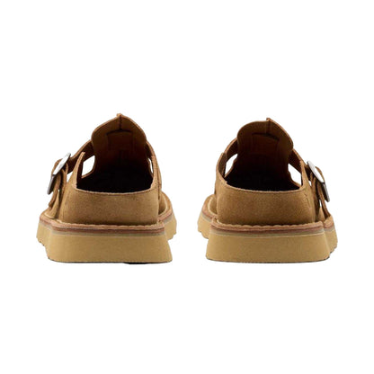Brown - Back - Clarks Mens Solsbury Suede Flat Mules