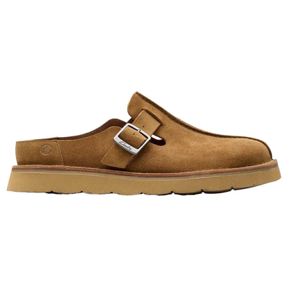 Brown - Front - Clarks Mens Solsbury Suede Flat Mules