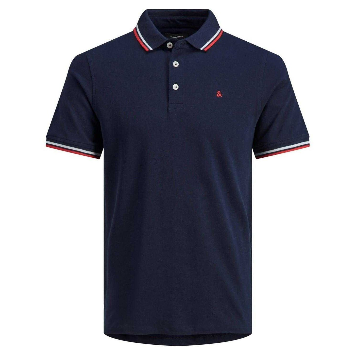 Navy Blazer - Front - Jack And Jones Mens Slim Short-Sleeved Polo Shirt