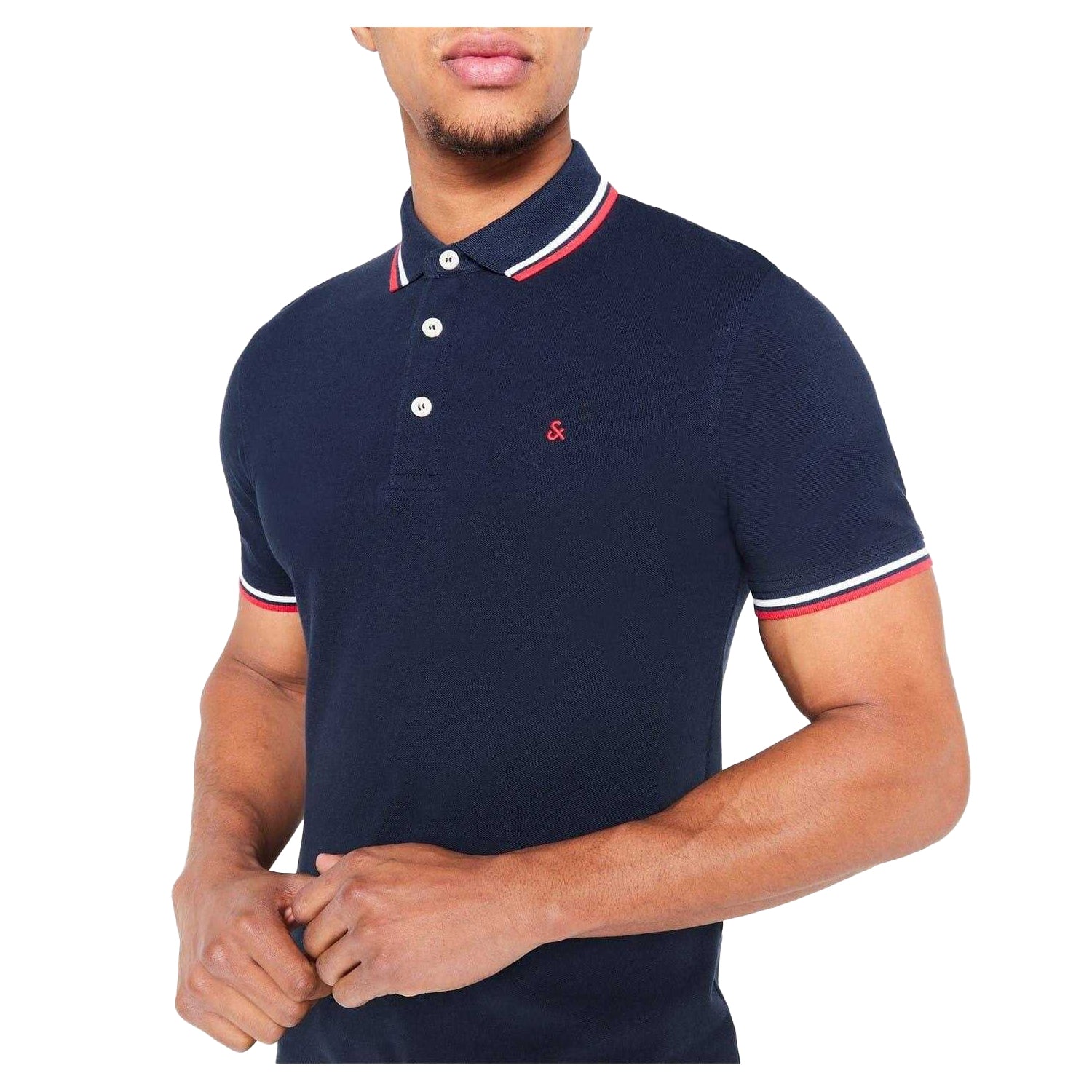 Navy Blazer - Back - Jack And Jones Mens Slim Short-Sleeved Polo Shirt