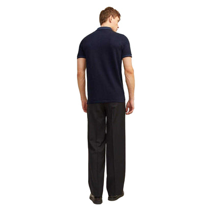 Dark Navy - Back - Jack And Jones Mens Slim Short-Sleeved Polo Shirt