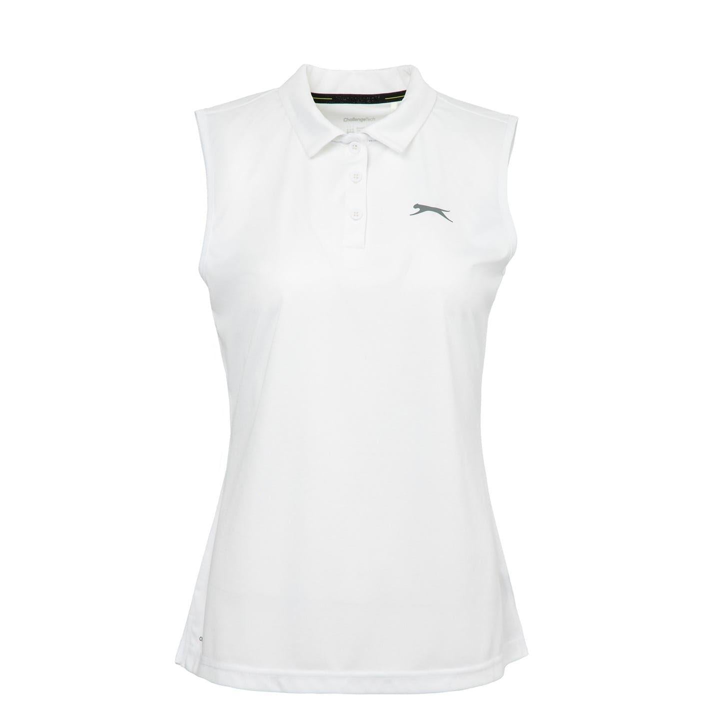 White - Front - Slazenger Womens-Ladies Sleeveless Polo Shirt