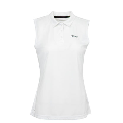 White - Front - Slazenger Womens-Ladies Sleeveless Polo Shirt