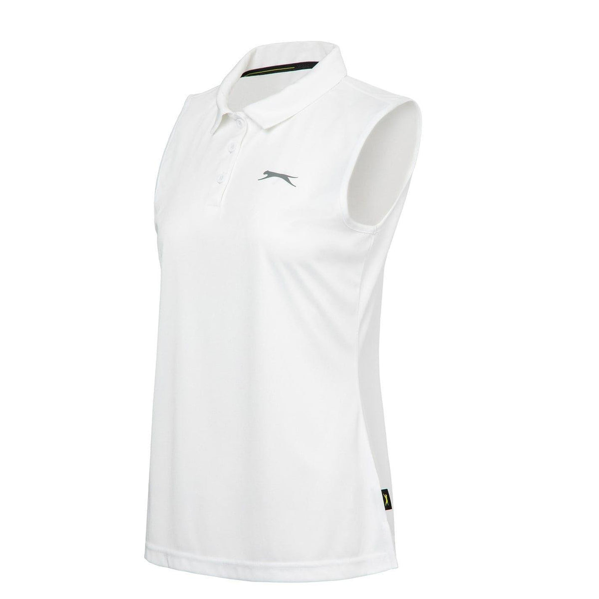 White - Side - Slazenger Womens-Ladies Sleeveless Polo Shirt