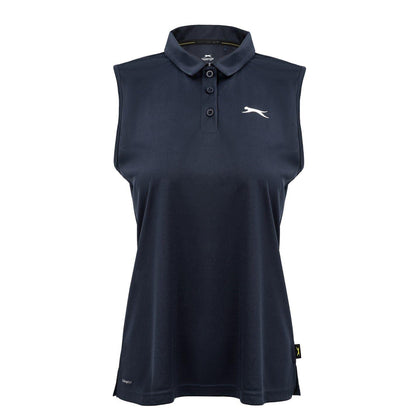 Navy - Front - Slazenger Womens-Ladies Sleeveless Polo Shirt