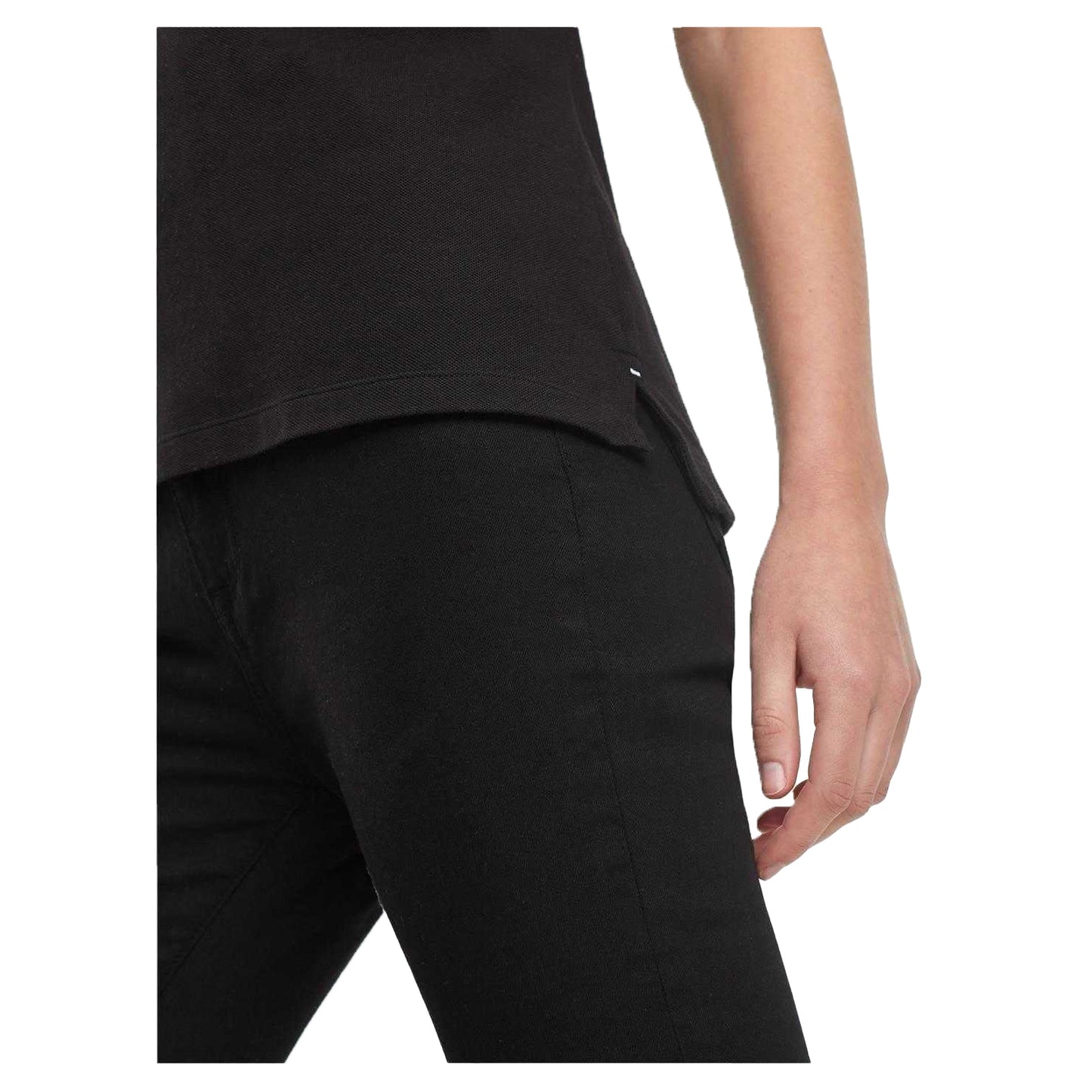 Black - Side - Tommy Hilfiger Womens-Ladies Heritage Slim Short-Sleeved Polo Shirt