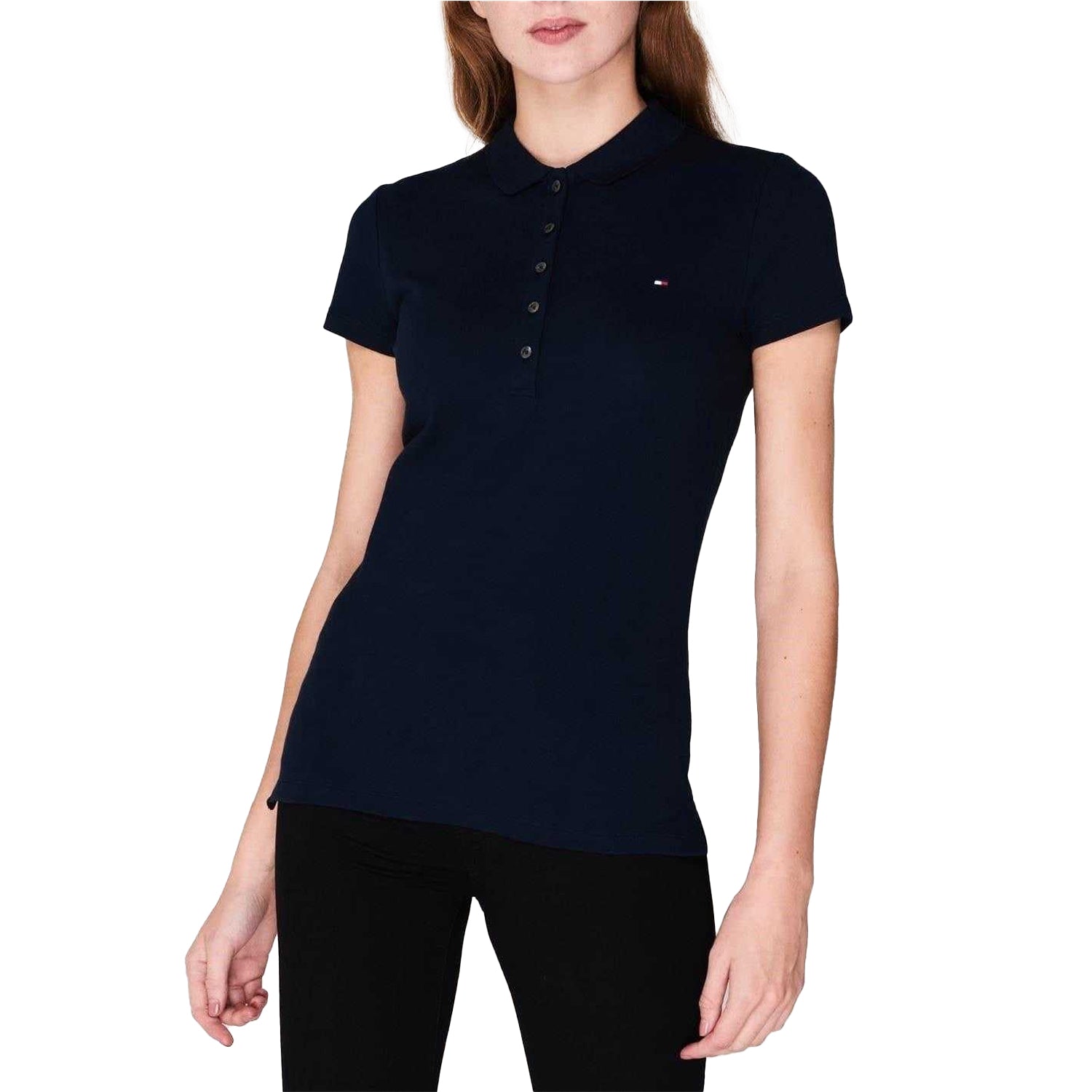 Midnight - Lifestyle - Tommy Hilfiger Womens-Ladies Heritage Slim Short-Sleeved Polo Shirt