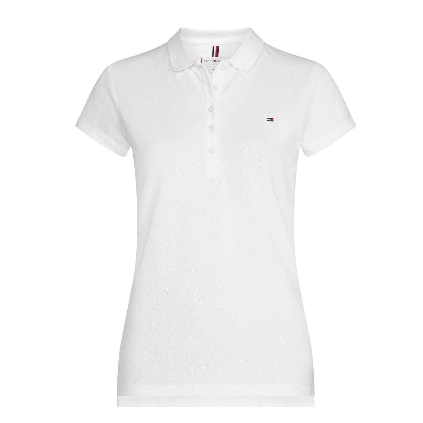 White - Front - Tommy Hilfiger Womens-Ladies Heritage Slim Short-Sleeved Polo Shirt