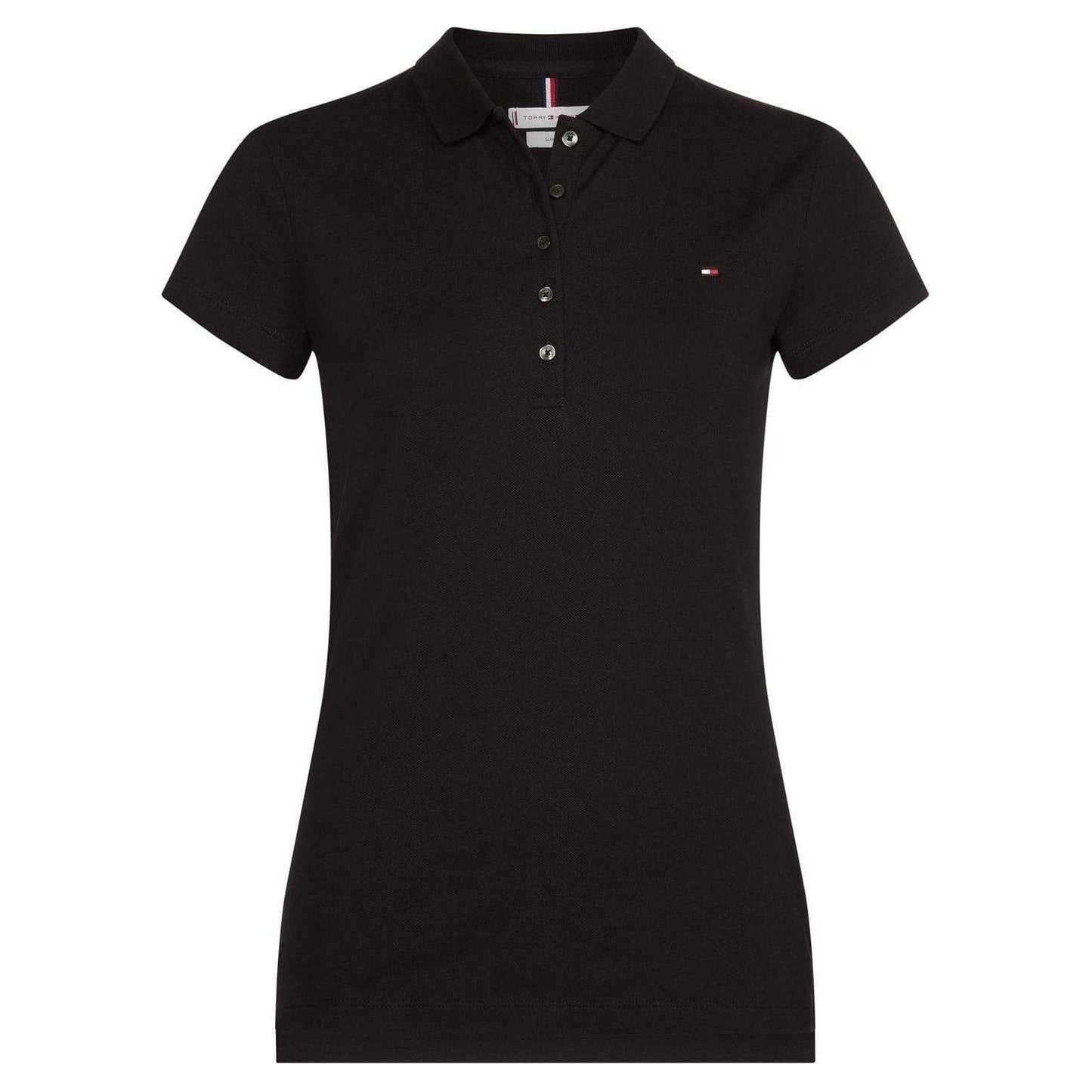 Black - Front - Tommy Hilfiger Womens-Ladies Heritage Slim Short-Sleeved Polo Shirt