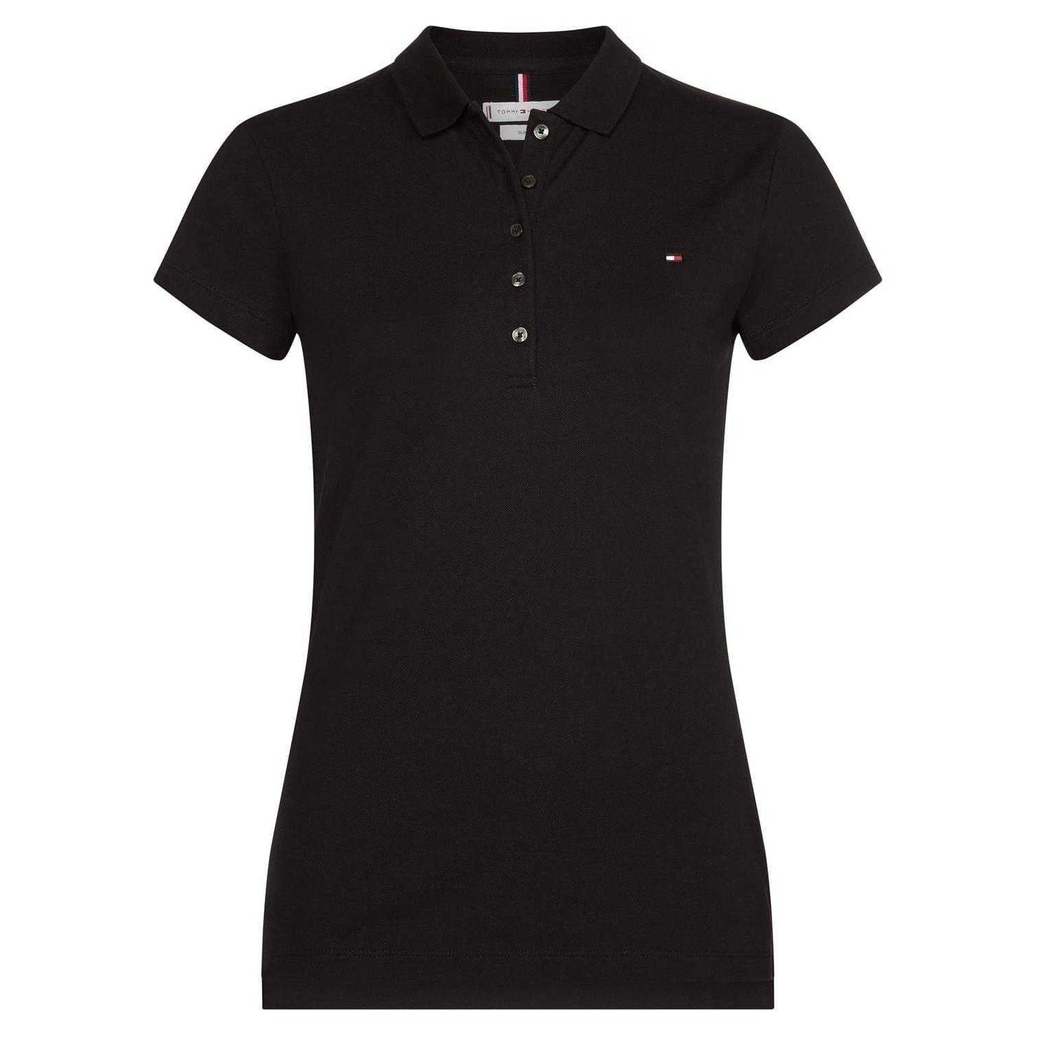 Black - Front - Tommy Hilfiger Womens-Ladies Heritage Slim Short-Sleeved Polo Shirt