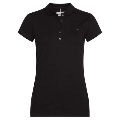 Black - Front - Tommy Hilfiger Womens-Ladies Heritage Slim Short-Sleeved Polo Shirt