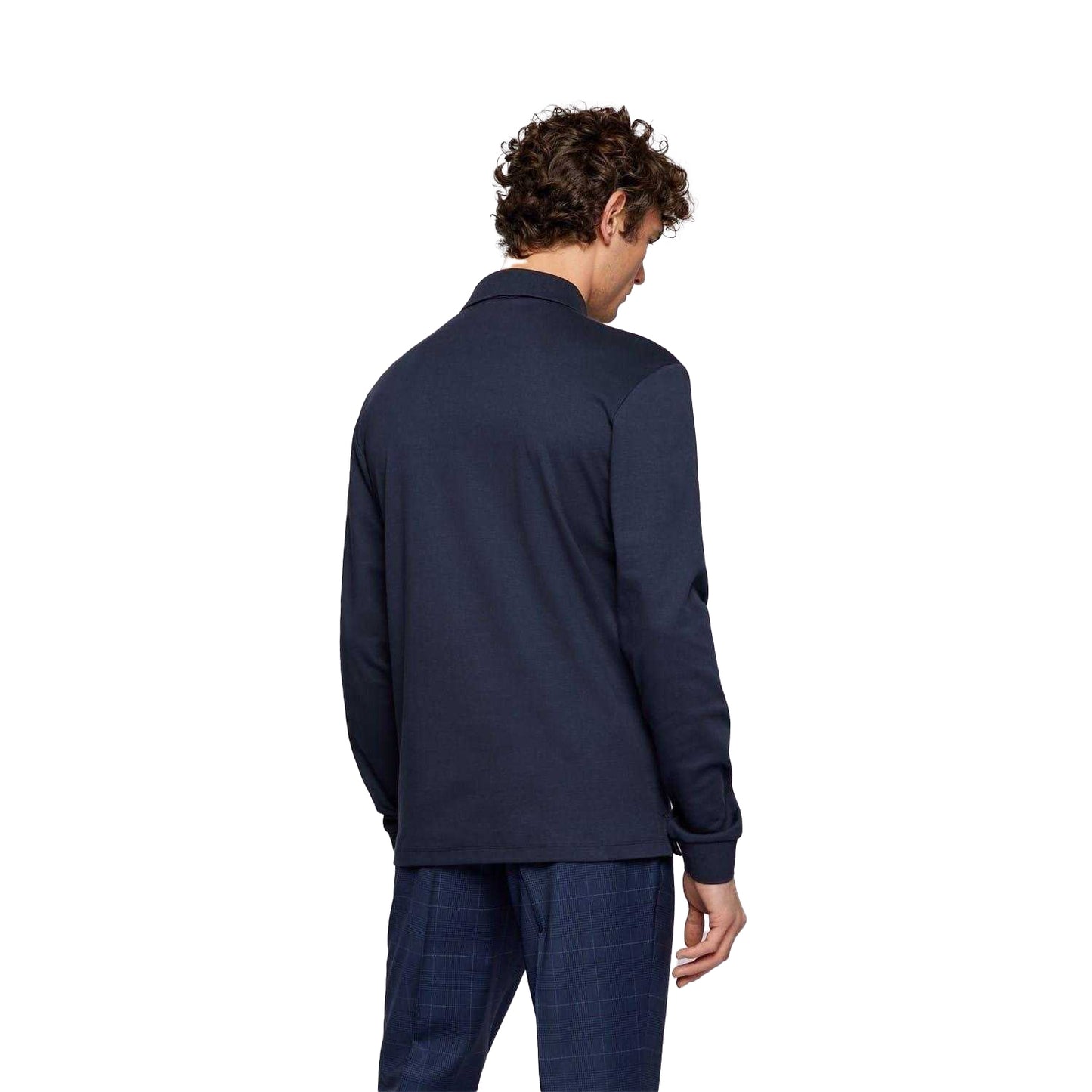 Navy - Back - Boss Mens Pado 30 Long-Sleeved Polo Shirt