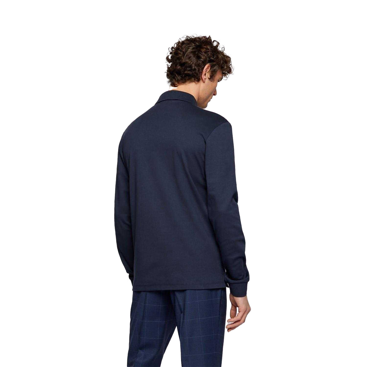 Navy - Back - Boss Mens Pado 30 Long-Sleeved Polo Shirt