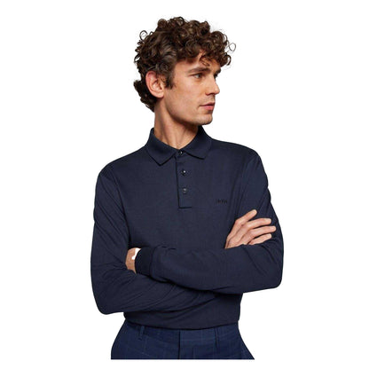 Navy - Side - Boss Mens Pado 30 Long-Sleeved Polo Shirt
