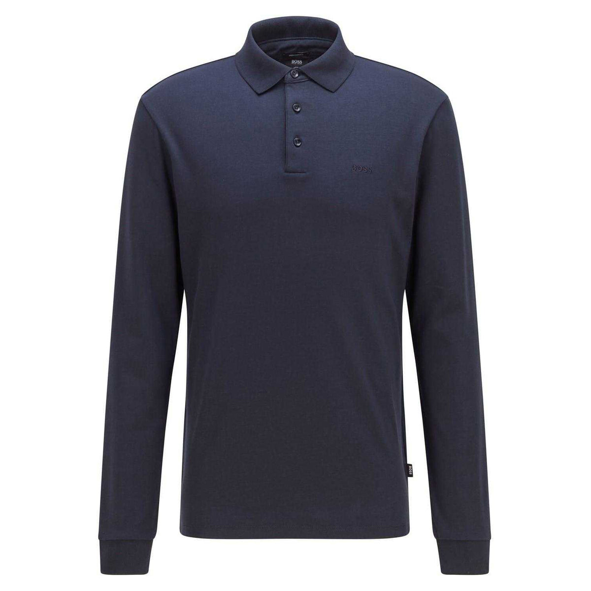 Navy - Front - Boss Mens Pado 30 Long-Sleeved Polo Shirt