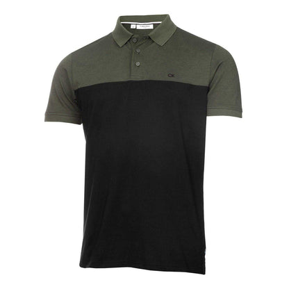 Olive Grey-Black - Front - Calvin Klein Mens Colour Block Golf Polo Shirt