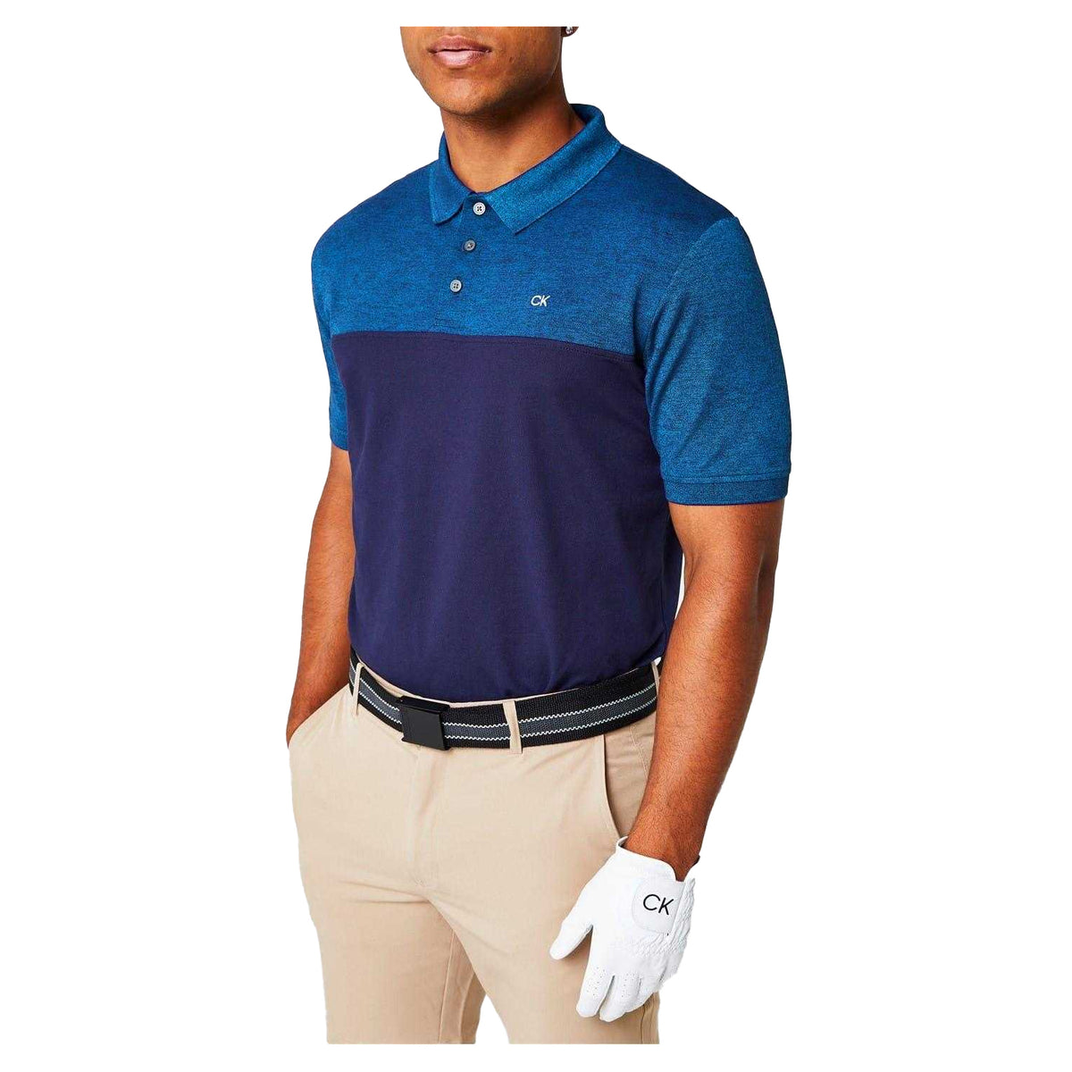 Blue-Navy - Side - Calvin Klein Mens Colour Block Golf Polo Shirt