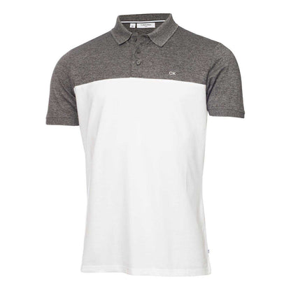 Charcoal-White - Front - Calvin Klein Mens Colour Block Golf Polo Shirt