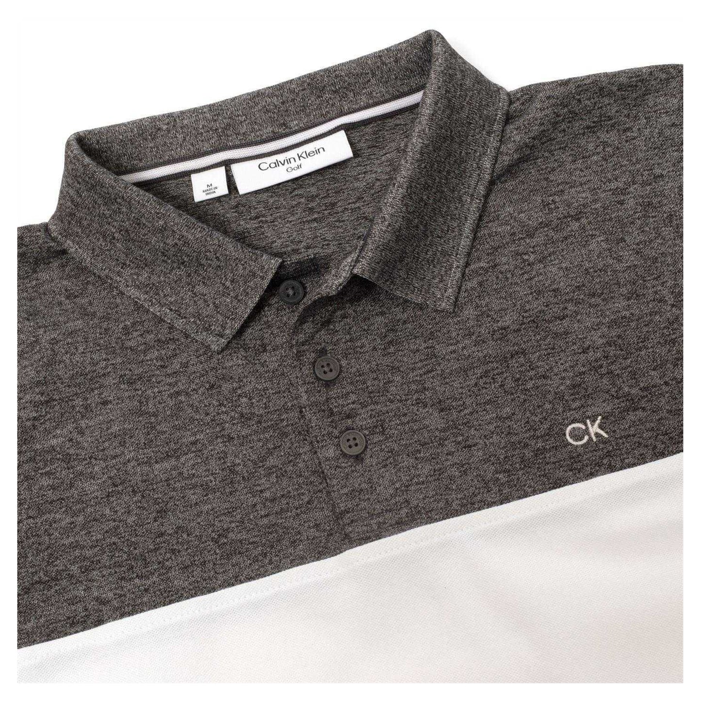 Charcoal-White - Side - Calvin Klein Mens Colour Block Golf Polo Shirt