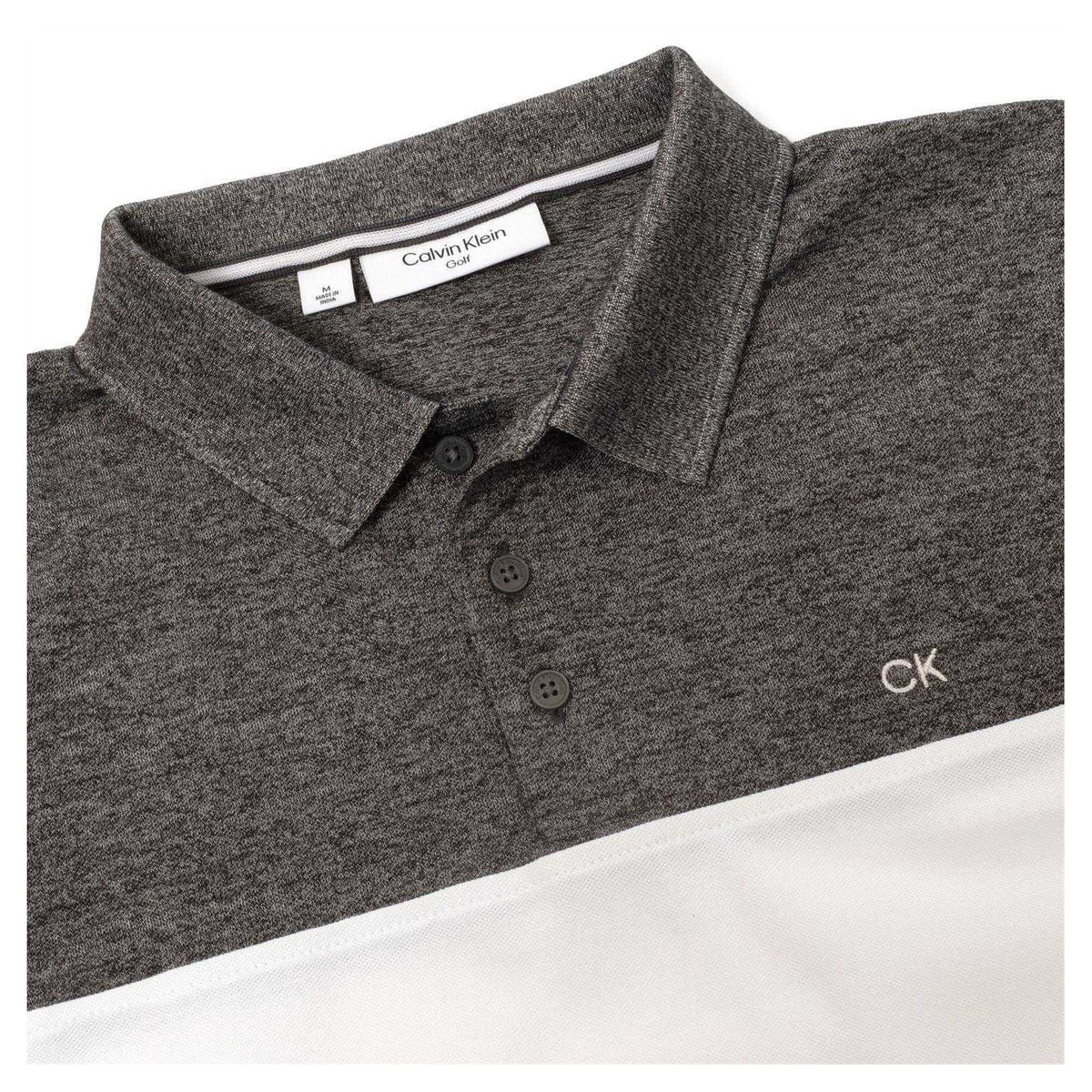Charcoal-White - Side - Calvin Klein Mens Colour Block Golf Polo Shirt