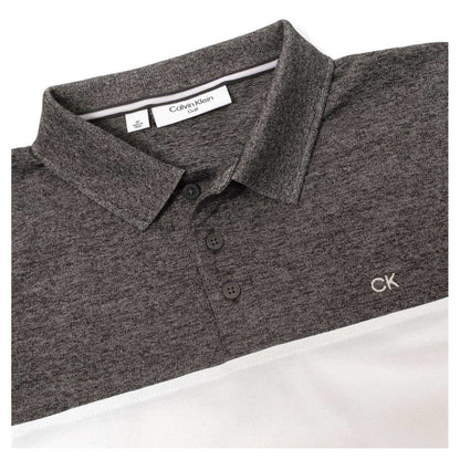 Charcoal-White - Side - Calvin Klein Mens Colour Block Golf Polo Shirt