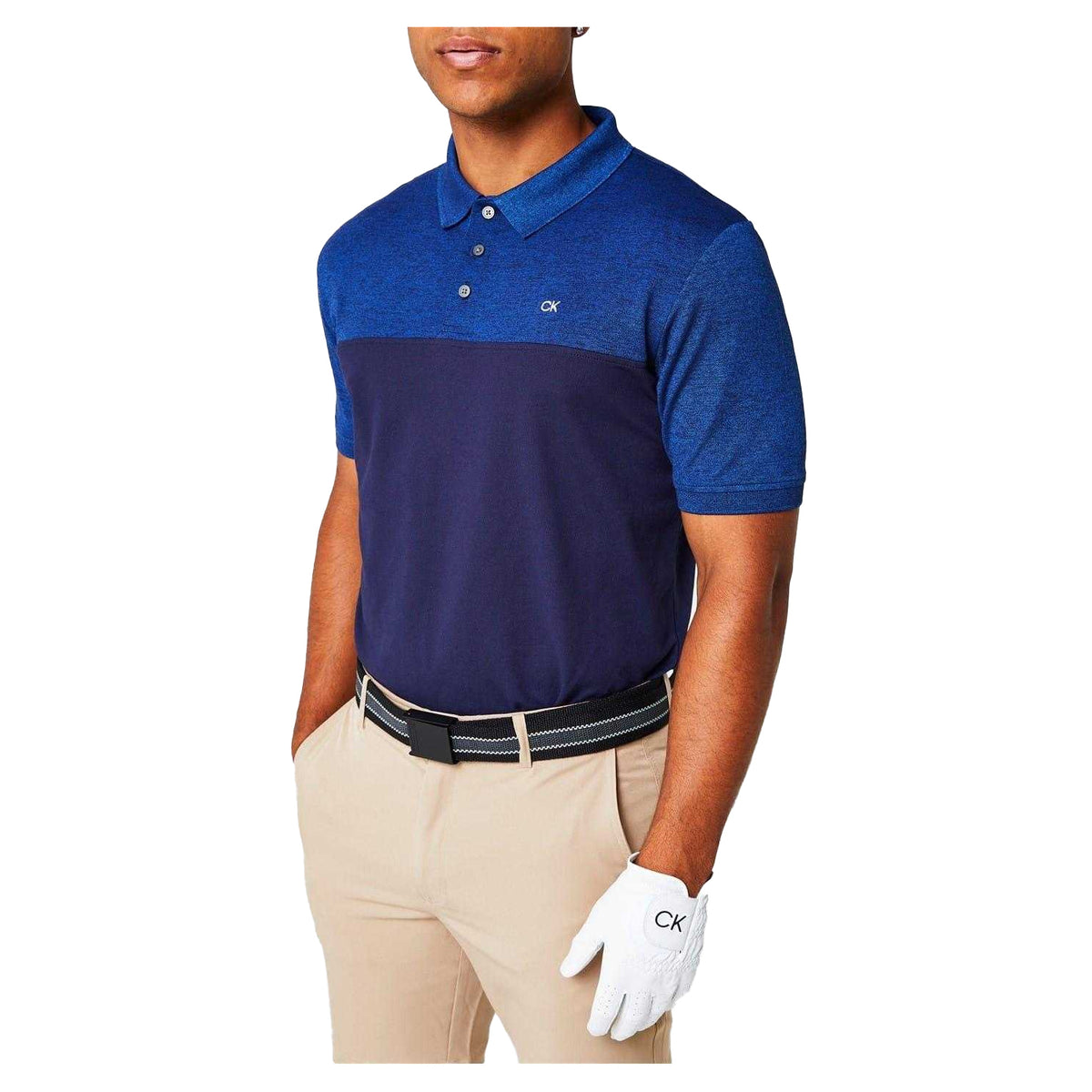 Cobalt Blue-Navy - Side - Calvin Klein Mens Colour Block Golf Polo Shirt