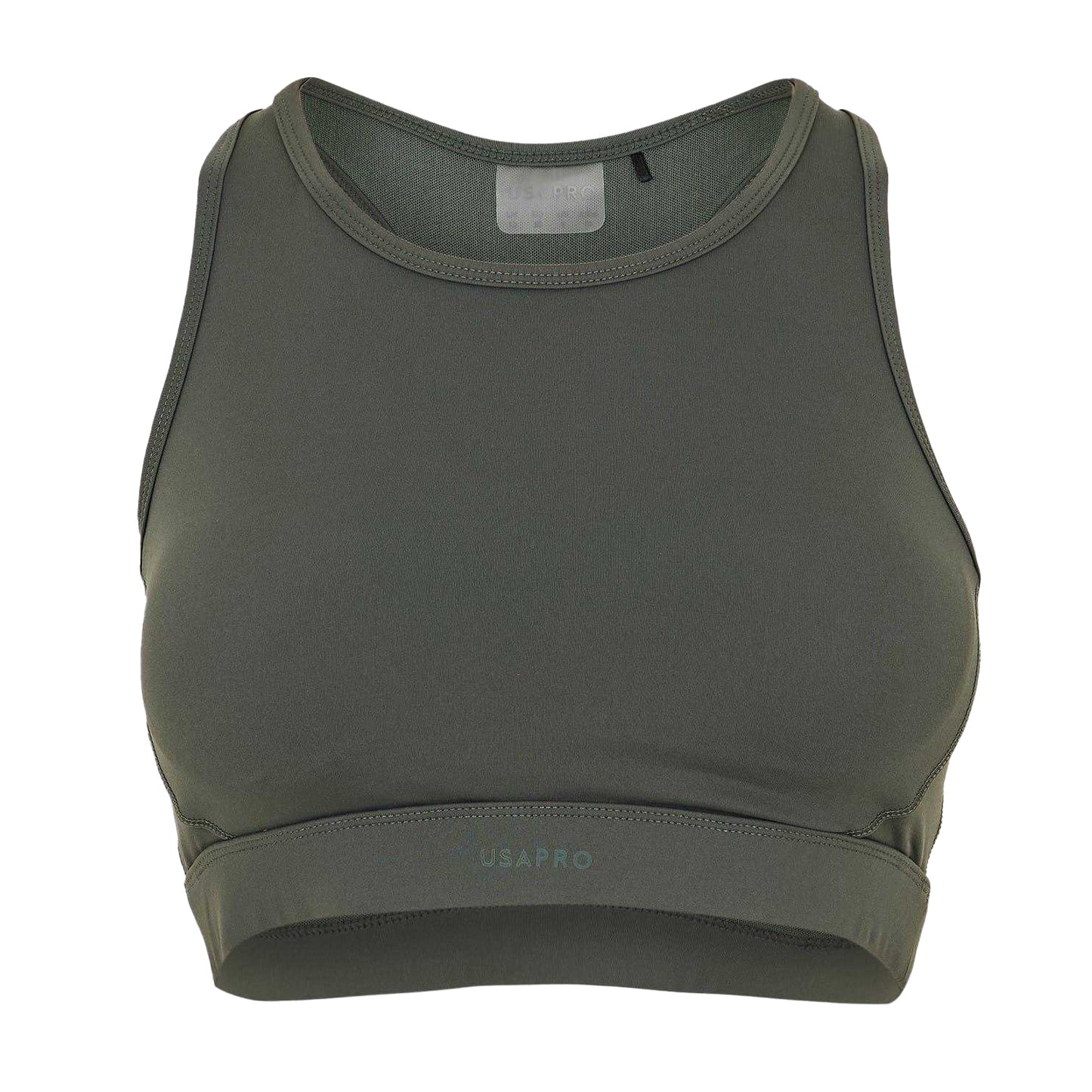 Khaki - Front - USA Pro Womens-Ladies Core Racerback Sports Bra