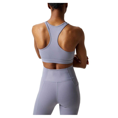 Silver - Back - USA Pro Womens-Ladies Core Racerback Sports Bra