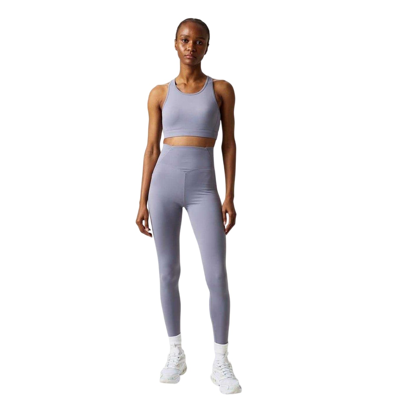 Silver - Side - USA Pro Womens-Ladies Core Racerback Sports Bra
