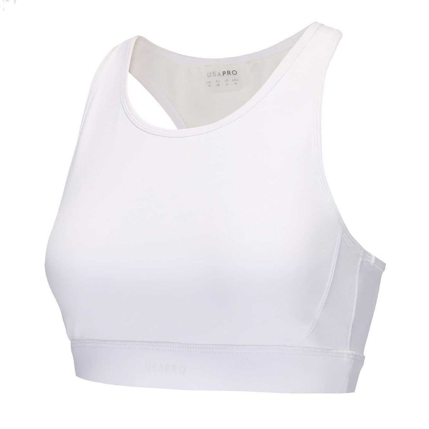 White - Front - USA Pro Womens-Ladies Core Racerback Sports Bra