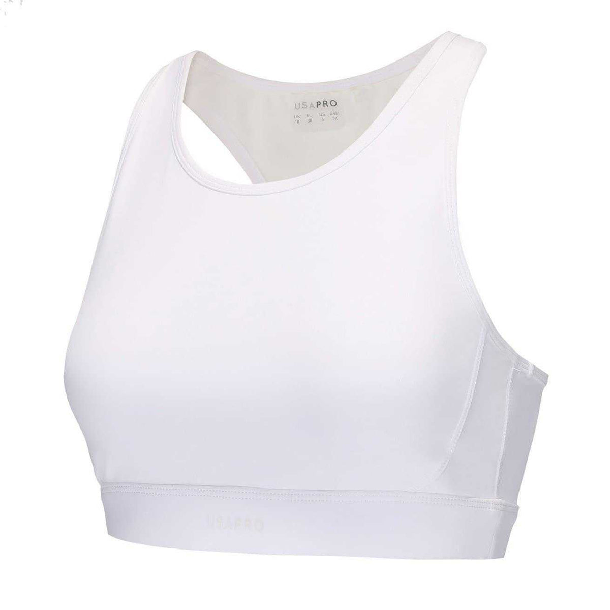 White - Front - USA Pro Womens-Ladies Core Racerback Sports Bra