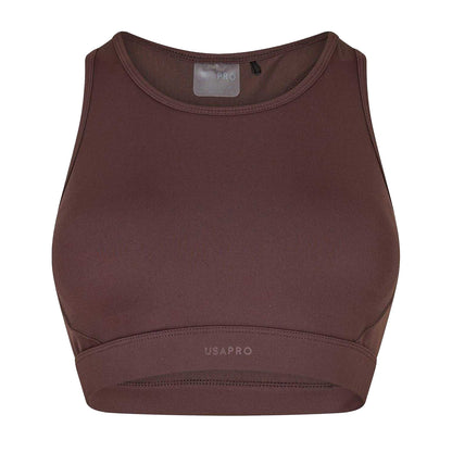 Espresso - Front - USA Pro Womens-Ladies Core Racerback Sports Bra