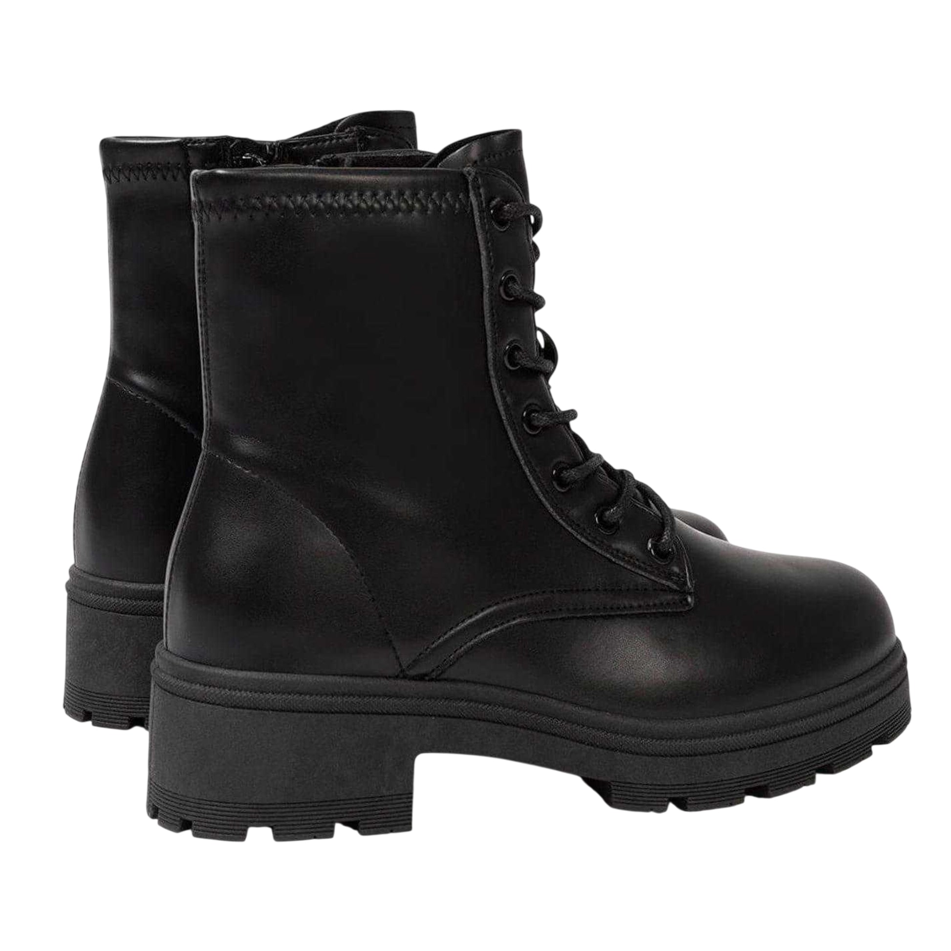 Black - Back - I Saw It First Womens-Ladies Biker Ankle Boots