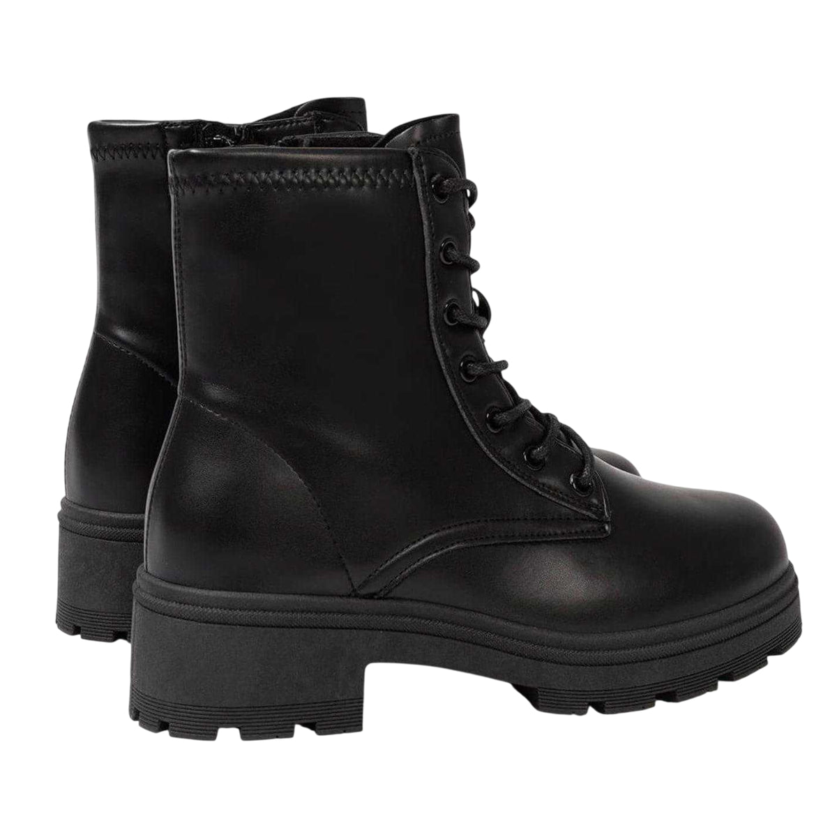 Black - Back - I Saw It First Womens-Ladies Biker Ankle Boots