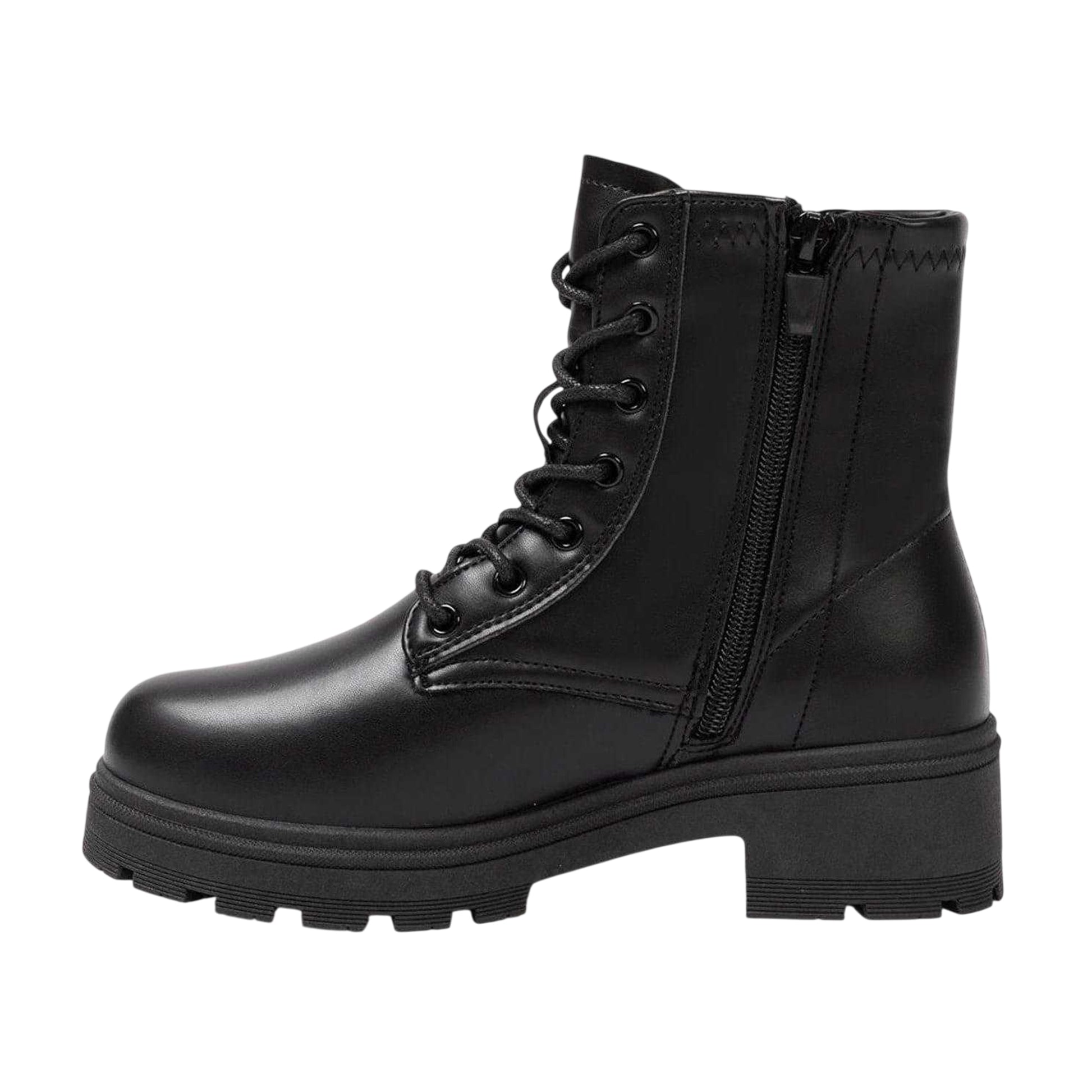 Black - Side - I Saw It First Womens-Ladies Biker Ankle Boots