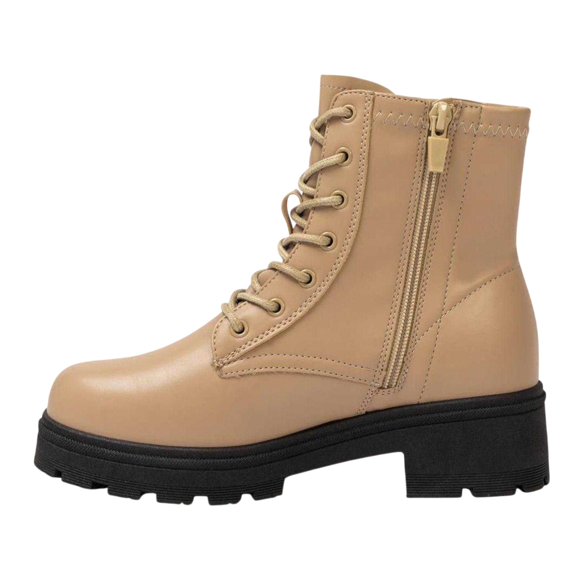 Camel - Side - I Saw It First Womens-Ladies Biker Ankle Boots