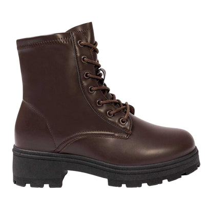 Dark Chocolate Brown - Front - I Saw It First Womens-Ladies Biker Ankle Boots