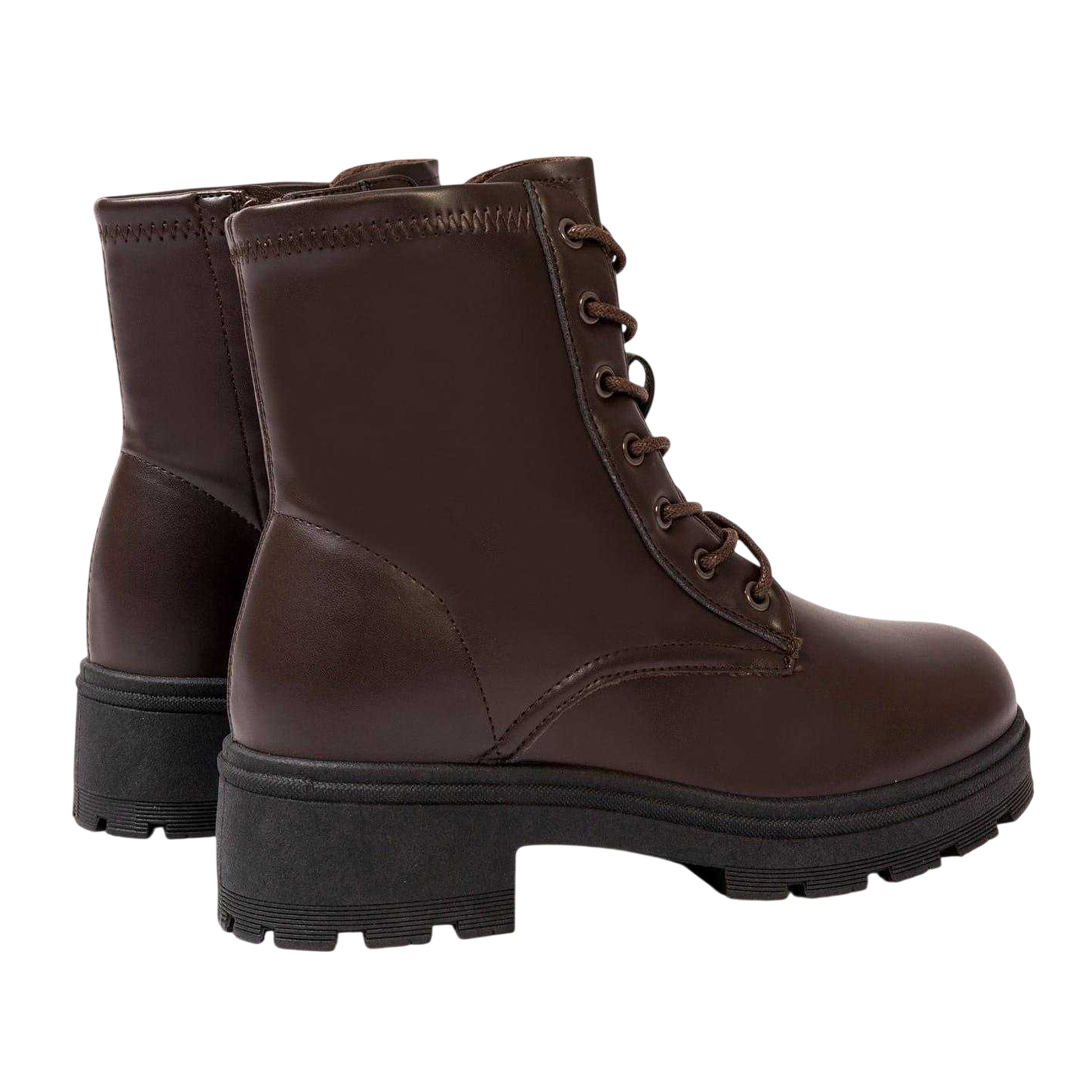 Dark Chocolate Brown - Back - I Saw It First Womens-Ladies Biker Ankle Boots